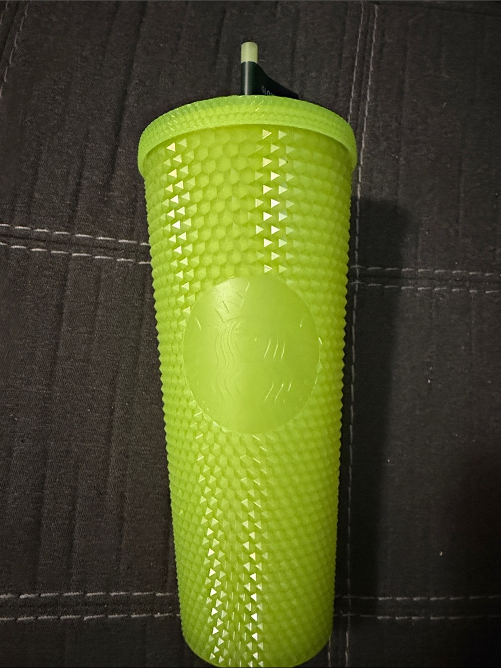 Rare Starbucks 24oz *Glow In The Dark* Neon Green Studded Tumbler with Straw